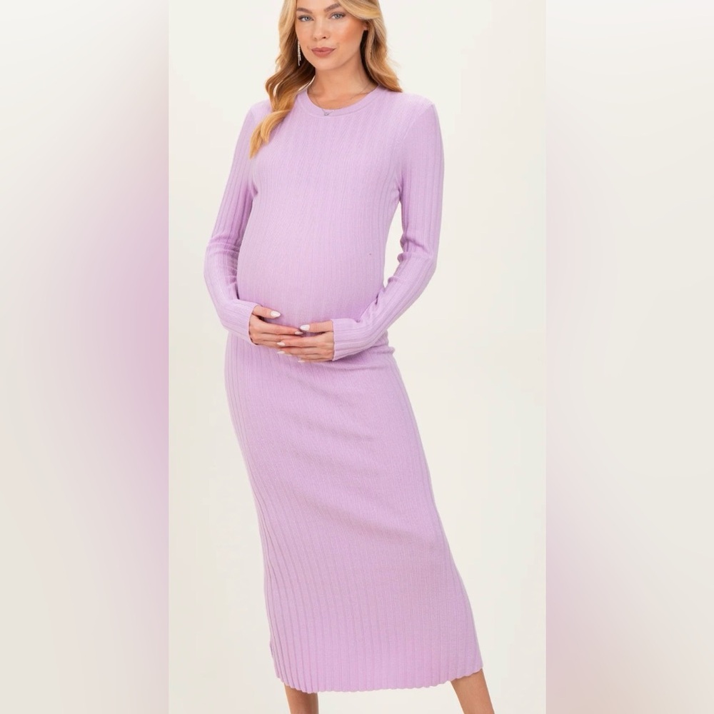 Lavender Ribbed Maternity Dress